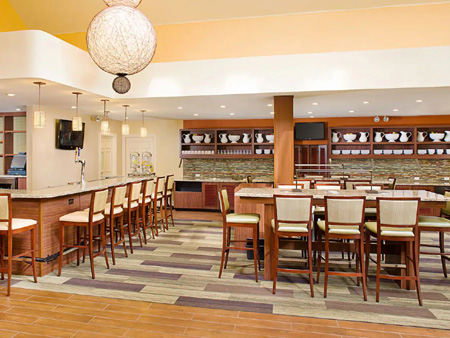 Complimentary hot breakfast buffet with eggs, bacon, fruit at Hyatt House LAX